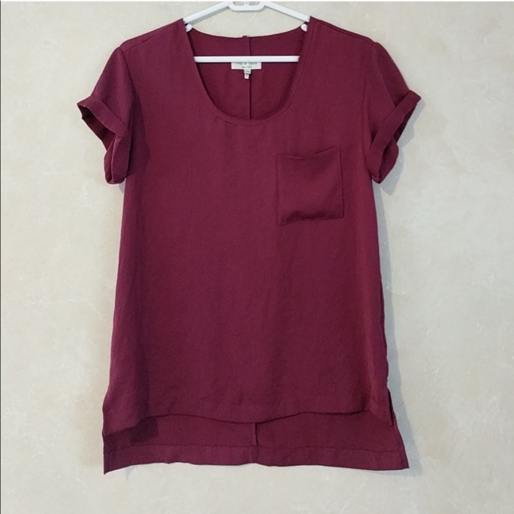 Rag & bone silky T-shirt blouse xs burgundy